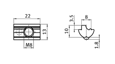 Preview: Nutsteine M6, Aluminium - Nut 8