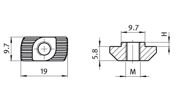 Hammermutter Nut 10, M5 / Höhe 1,5mm