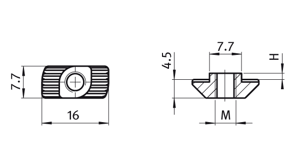 Hammermutter Nut 8, M4 / Höhe 1,5mm