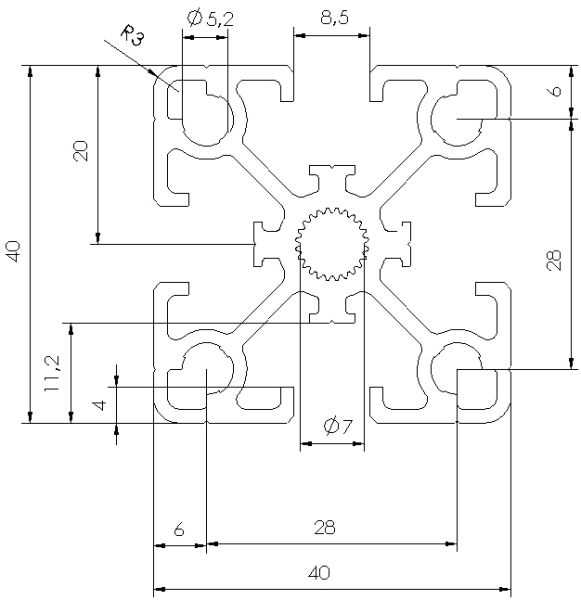 Aluprofil 40x40 L