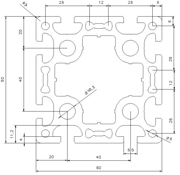 Aluprofil 80x80 S