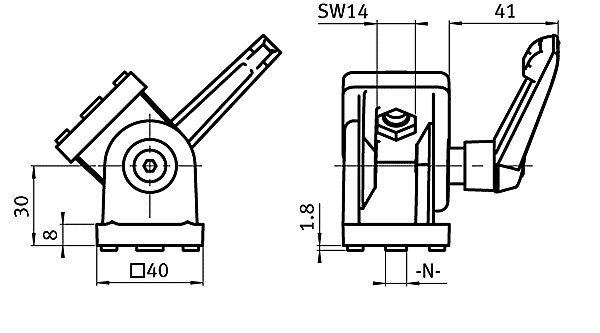 Gelenk 40 mit Klemmhebel