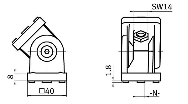 Gelenk 40 ohne Klemmhebel